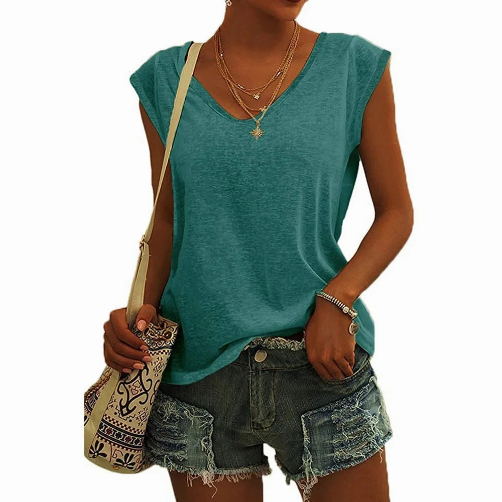 Summer Fashion V-Neck Tank Top for Women - Breathable Cool Vest for Casual Days and Fitness Wear