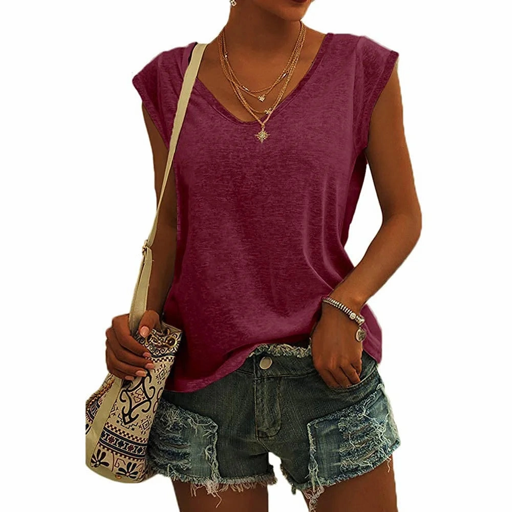 Summer Fashion V-Neck Tank Top for Women - Breathable Cool Vest for Casual Days and Fitness Wear