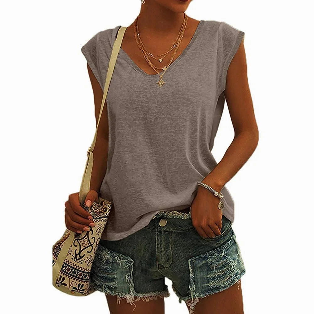 Summer Fashion V-Neck Tank Top for Women - Breathable Cool Vest for Casual Days and Fitness Wear
