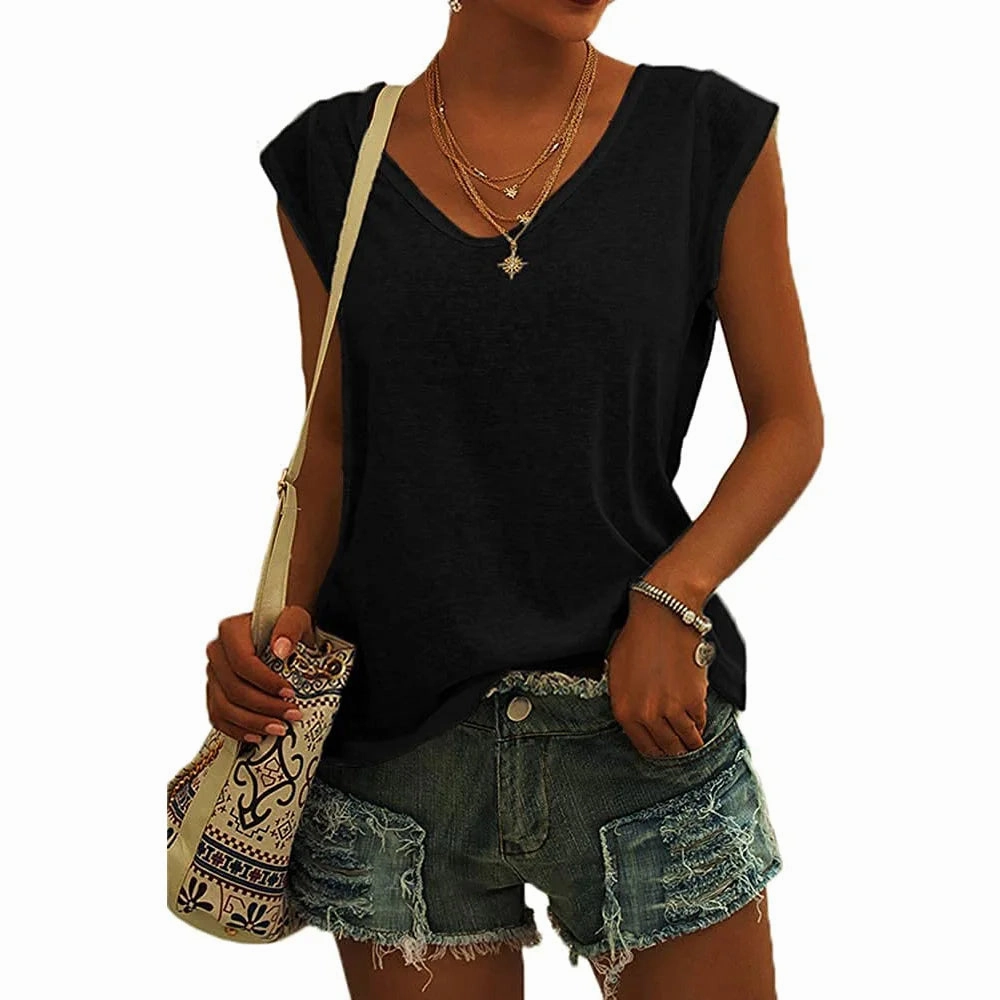 Summer Fashion V-Neck Tank Top for Women - Breathable Cool Vest for Casual Days and Fitness Wear