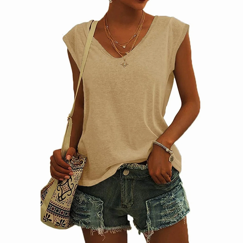 Summer Fashion V-Neck Tank Top for Women - Breathable Cool Vest for Casual Days and Fitness Wear