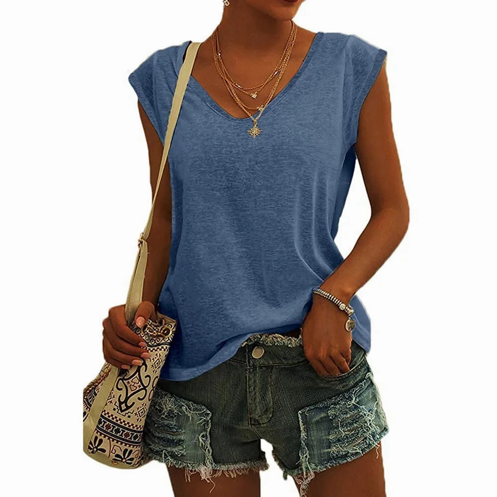 Summer Fashion V-Neck Tank Top for Women - Breathable Cool Vest for Casual Days and Fitness Wear