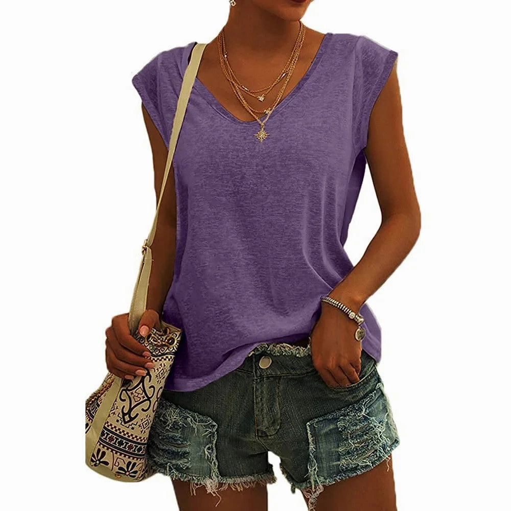 Summer Fashion V-Neck Tank Top for Women - Breathable Cool Vest for Casual Days and Fitness Wear