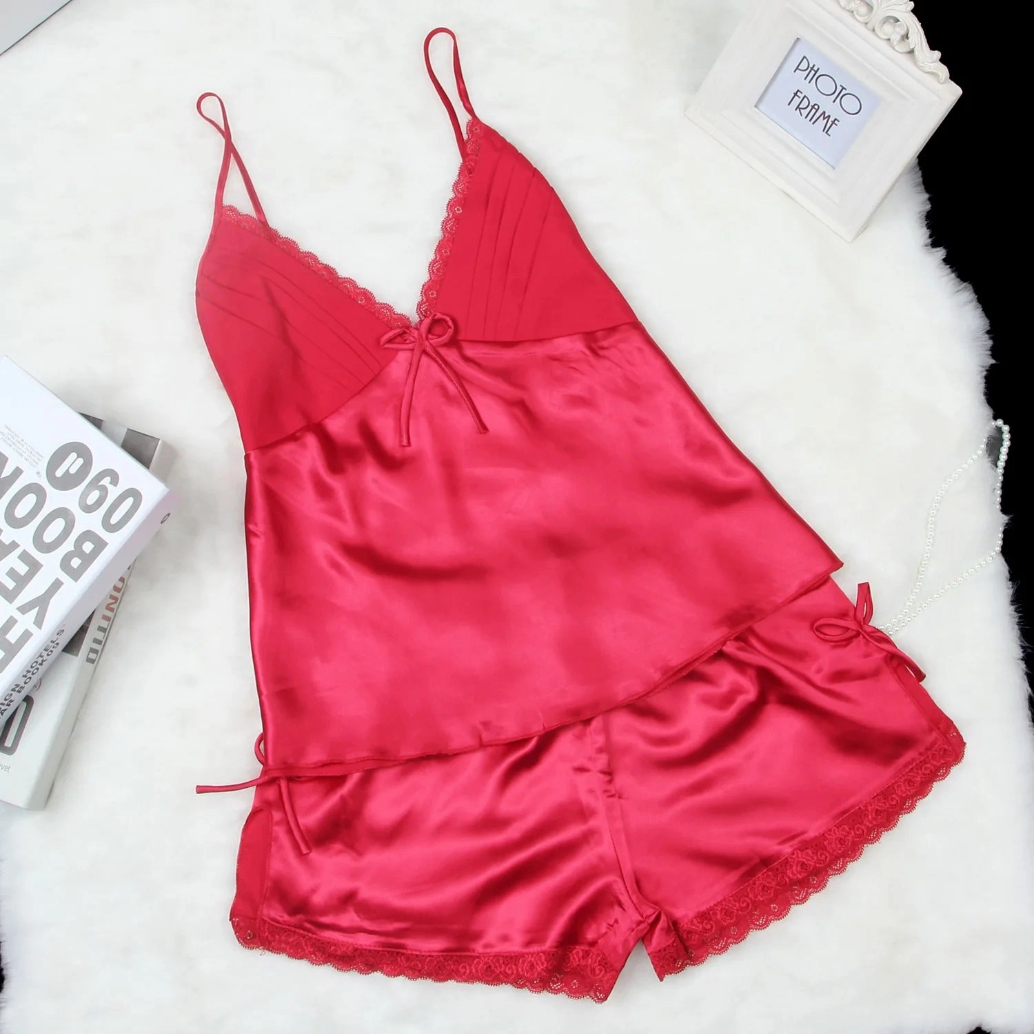 Summer New Pajamas Suit Lace Up Cami & Shorts 2Pcs Sleepwear Rayon Loose Loungewear Big Size 3XL for Homewear and Casual Comfort