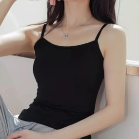 Summer Sexy Black Tank Top Women Sleeveless T-Shirt Casual Fitness Camisole for Daily Wear
