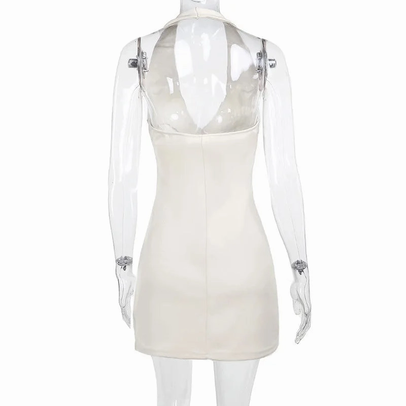 Summer Sleeveless Off-shoulder Mini Dress Backless High Waist