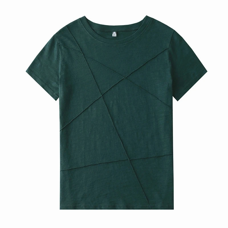 Summer Slim Fit Ribbed Cotton Bamboo Tees for Women - O-Neck Short Sleeve Casual Tops in Solid Colors
