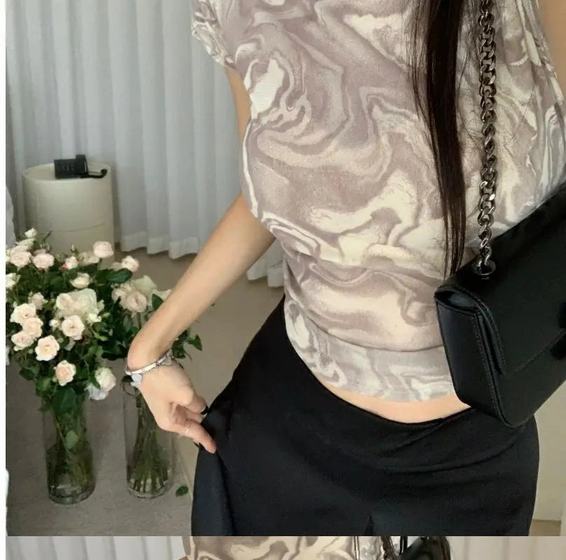 Summer Smudge Tie Dye Half Turtleneck Slim Fit Tee