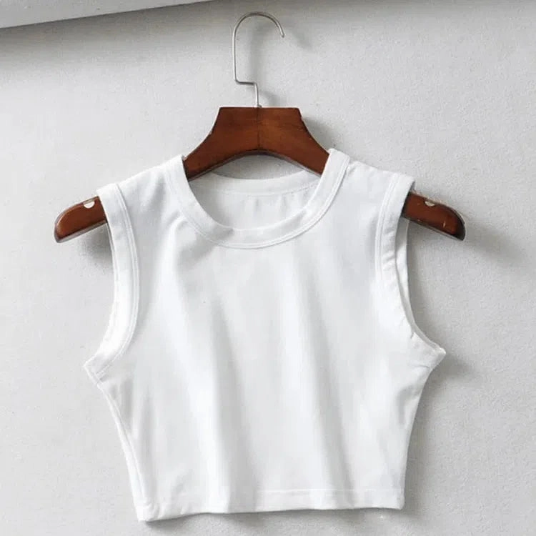 Summer Vintage White Crop Tops Women Biker Black Punk Tank Top