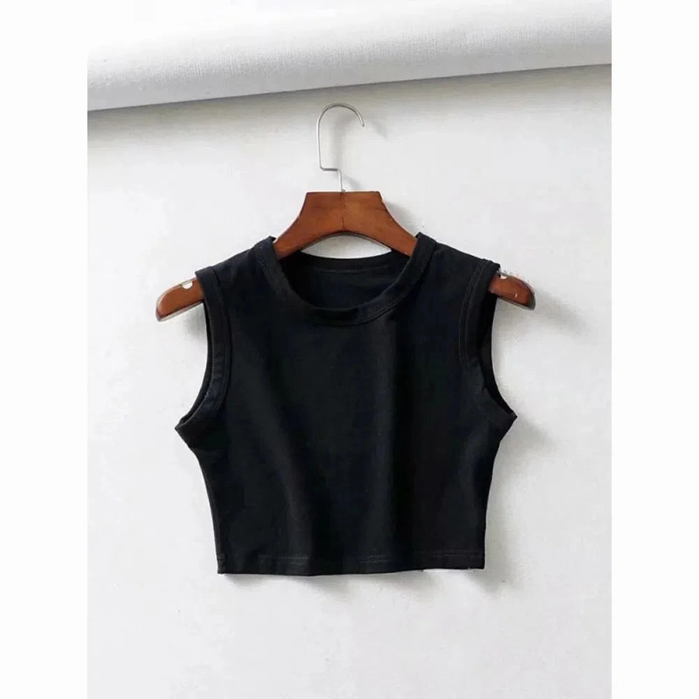 Summer Vintage White Crop Tops Women Biker Black Punk Tank Top