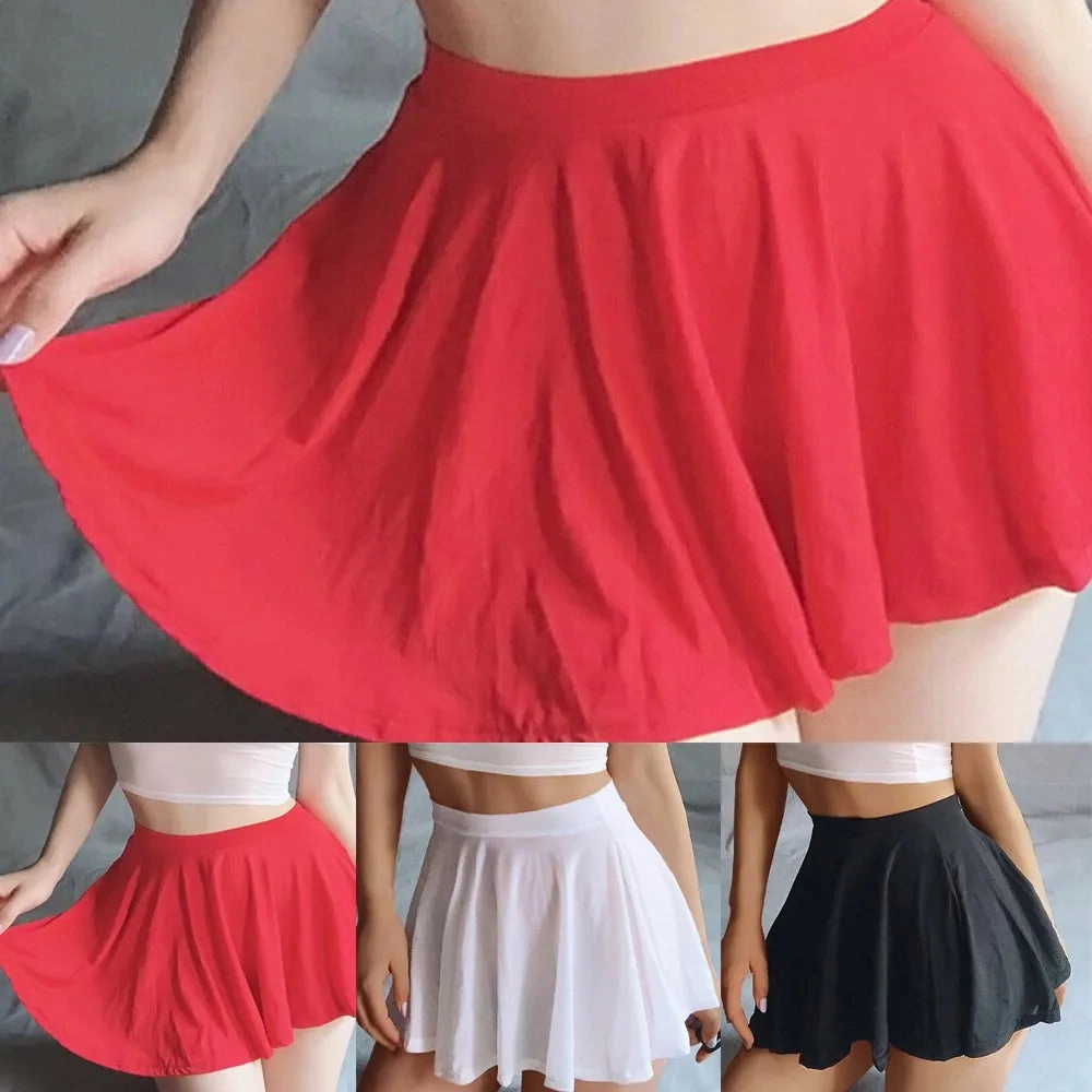 Summer Women High Waist Translucent Solid Color A Line Skirt Knee Length Casual Korean Style See Through Mini Skirt for Women