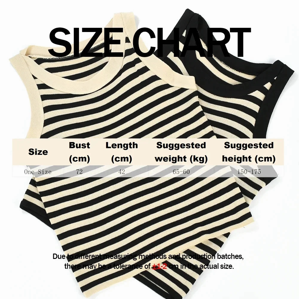 Summer Women??s Casual Stripe Tank Top Knitted Sleeveless Tee with Round Collar and High Stretch Fit Perfect for Going Out and Party
