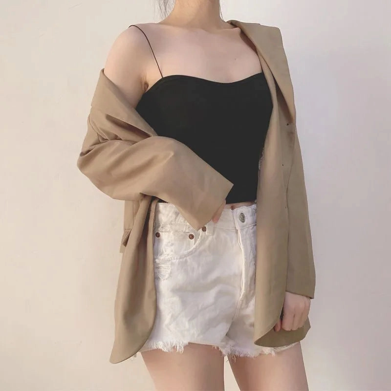 Summer Women's Cotton Sleeveless Crop Top with Removable Pads - Soft, Elastic, and Versatile Bralette for Effortless Style