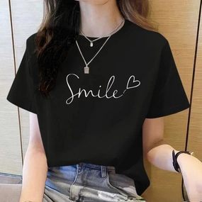 Summer Women??s Loose Fit O Neck Short Sleeve T-Shirt Casual Batik Top for Business and Casual Wear