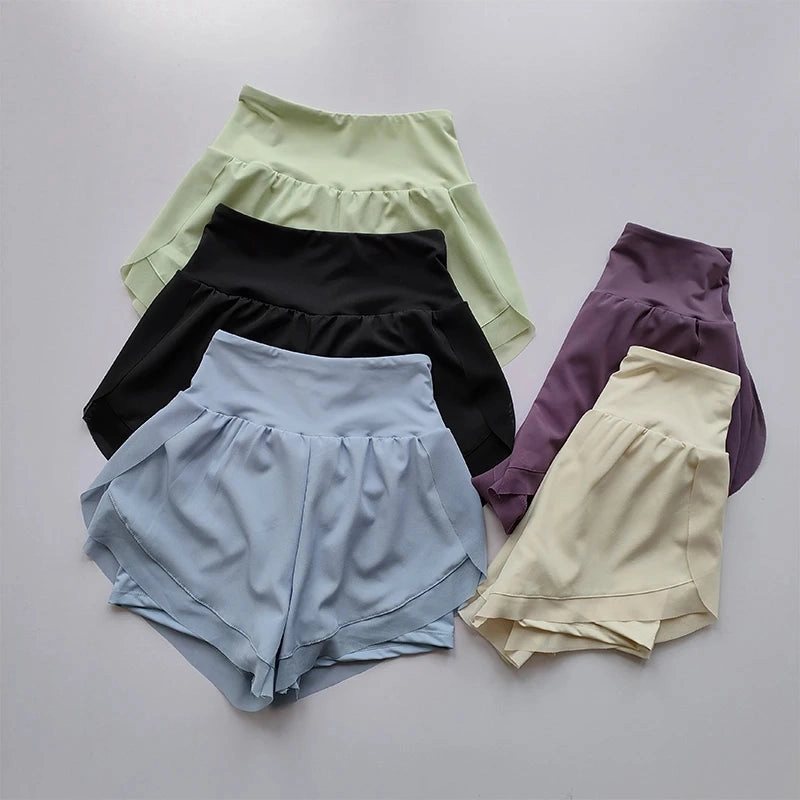 Summer Women's Sports Shorts Mesh 2 In 1 Quick-Dry Yoga Fitness Running Shorts High Waist Breathable Activewear