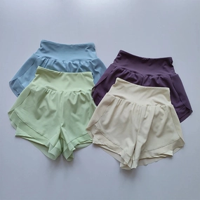 Summer Women's Sports Shorts Mesh 2 In 1 Quick-Dry Yoga Fitness Running Shorts High Waist Breathable Activewear