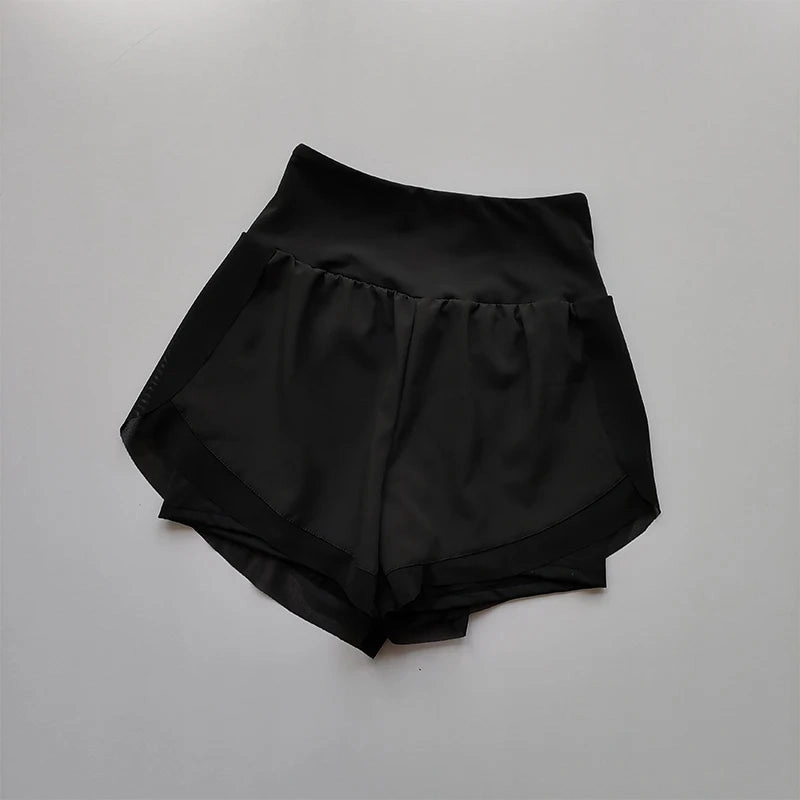 Summer Women's Sports Shorts Mesh 2 In 1 Quick-Dry Yoga Fitness Running Shorts High Waist Breathable Activewear