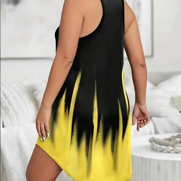 Summer Women's Sunflower Butterfly Print Curve Halter Dress