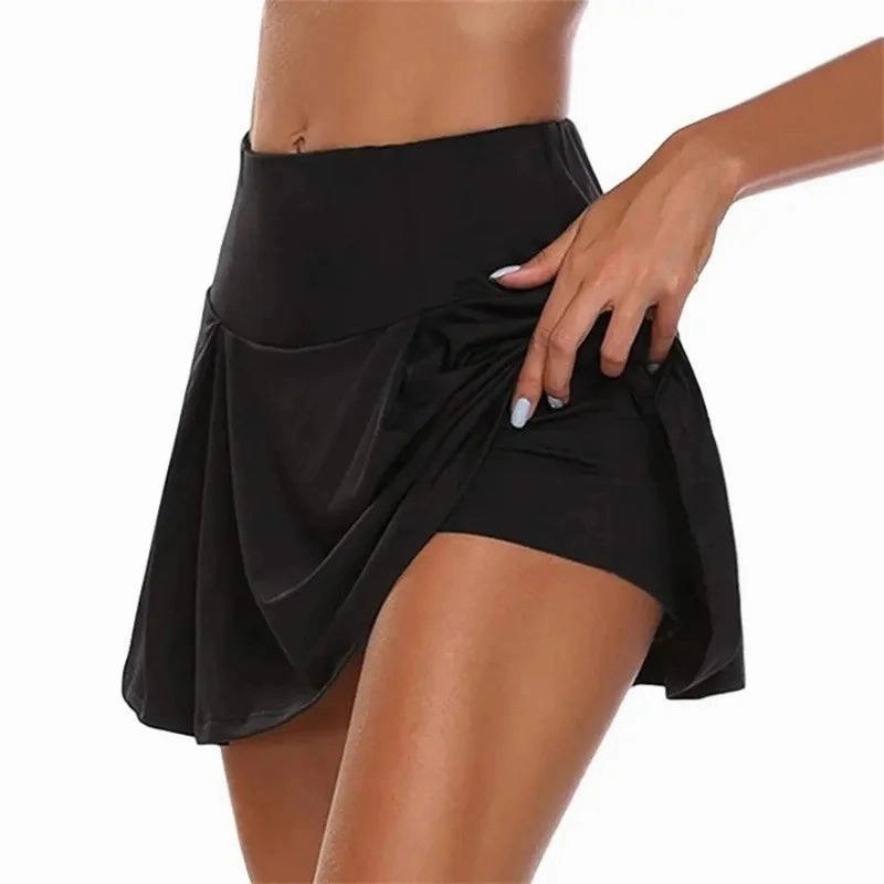 Summer Women Sprints Tennis Dance Fitness Short Skirts High Waist Quick Drying Mini Solid Leggings for Active Wear