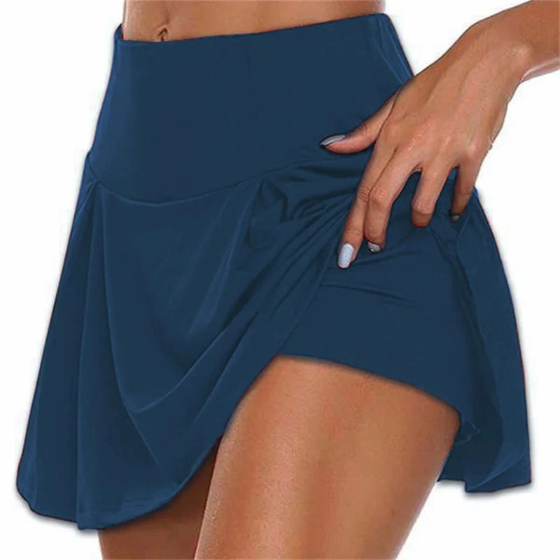 Summer Women Sprints Tennis Dance Fitness Short Skirts High Waist Quick Drying Mini Solid Leggings for Active Wear