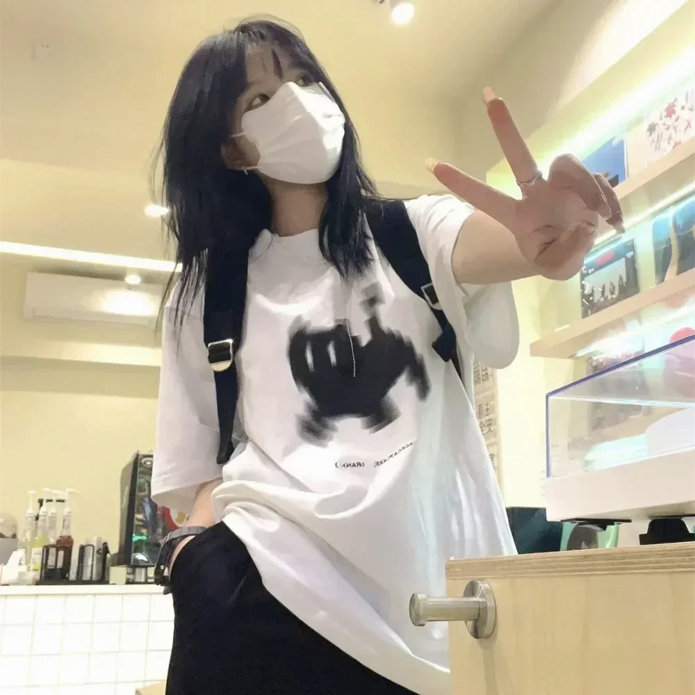 Summer Y2k Aesthetic Print Basic Short Sleeve Tee for Women