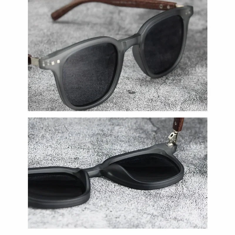 Sunglasses for Men Women's Trendy Retro Wood Grain Polarized Eyewear for Outdoor Cycling and Street Photography
