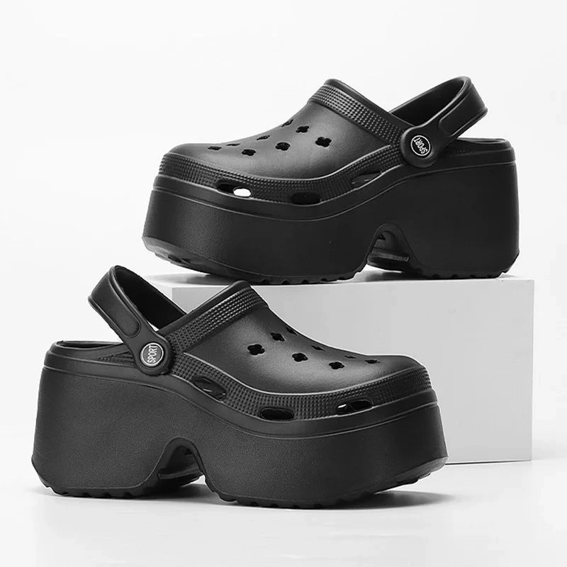 Super High Heels Wedges Clogs Women Mules Chunky Sandals