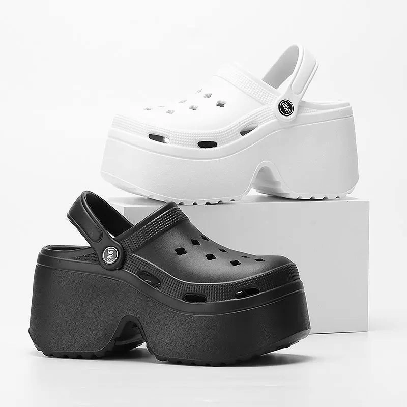 Super High Heels Wedges Clogs Women Mules Chunky Sandals