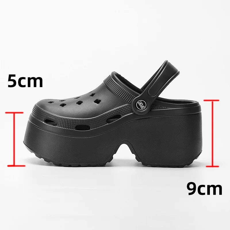 Super High Heels Wedges Clogs Women Mules Chunky Sandals