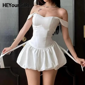 Sweet Girl's Bow Tie White A-line Dress for Parties