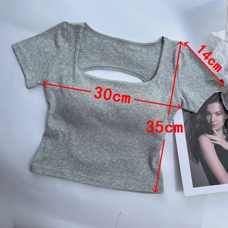 T-shirt Women Clothing Square Neckline Short Sleeve Crop Top