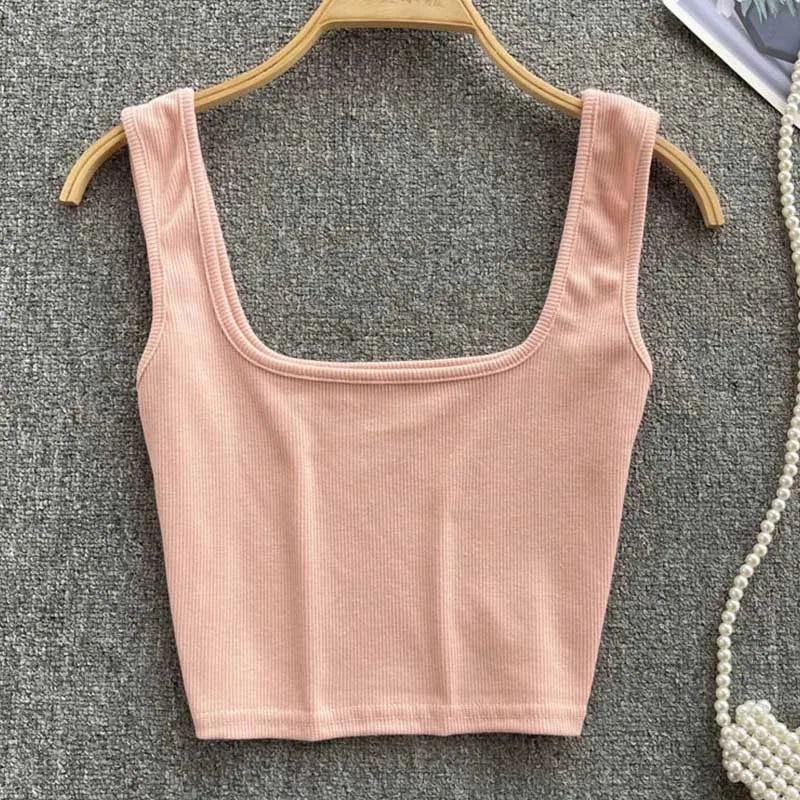Tank Top Women Sexy Backless Y2K Slim Fit Crop Blouse