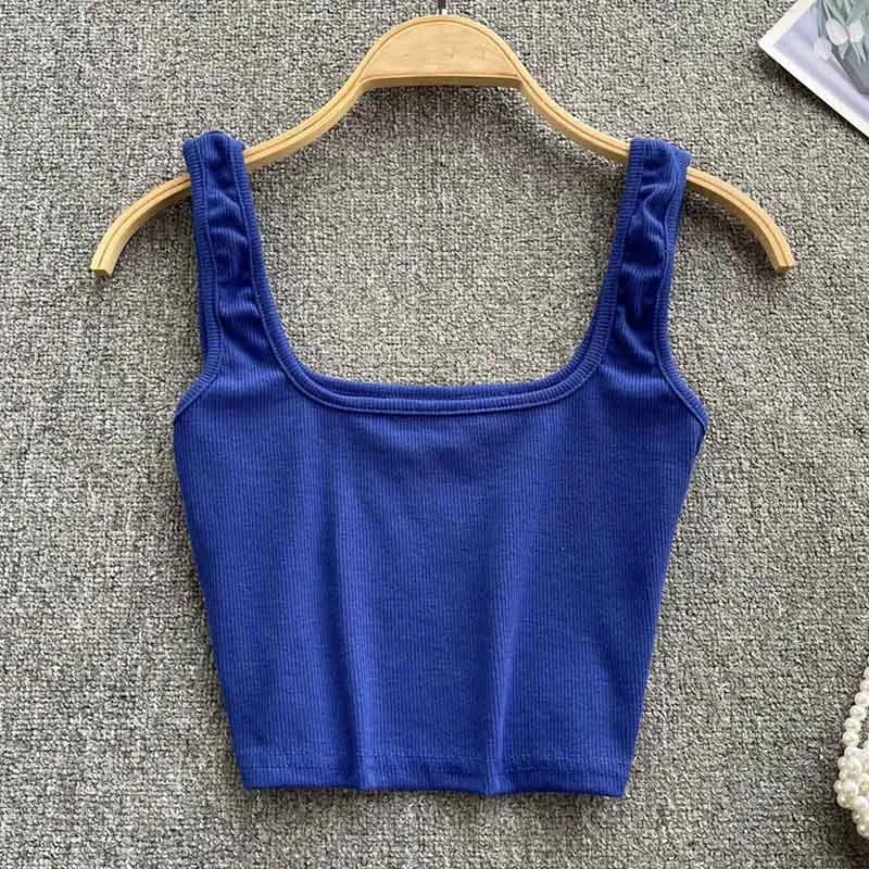 Tank Top Women Sexy Backless Y2K Slim Fit Crop Blouse
