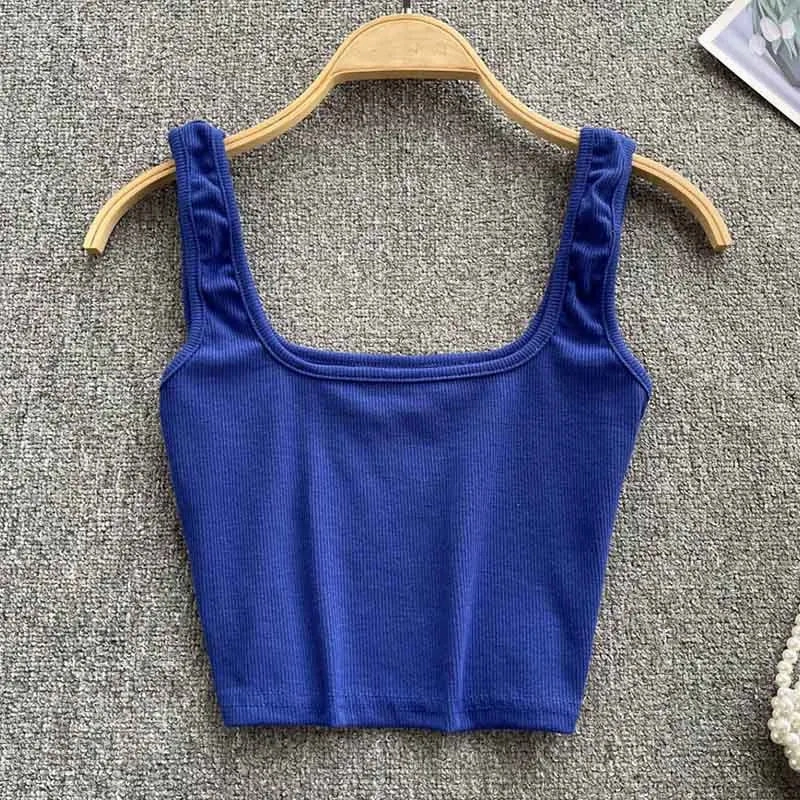 Tank Top Women Sexy Backless Y2K Slim Fit Crop Blouse