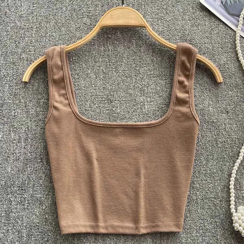 Tank Top Women Sexy Backless Y2K Slim Fit Crop Blouse