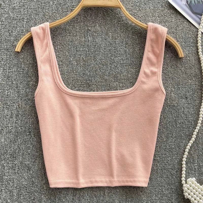 Tank Top Women Sexy Backless Y2K Slim Fit Crop Blouse