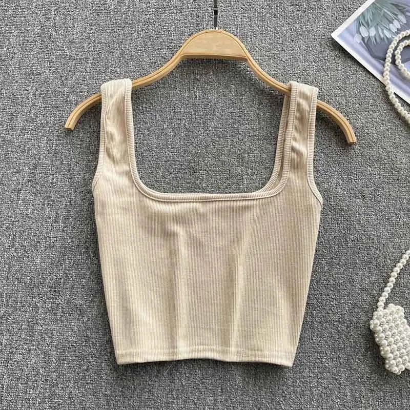 Tank Top Women Sexy Backless Y2K Slim Fit Crop Blouse