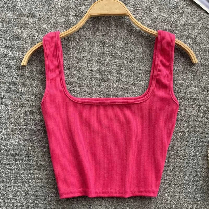Tank Top Women Sexy Backless Y2K Slim Fit Crop Blouse