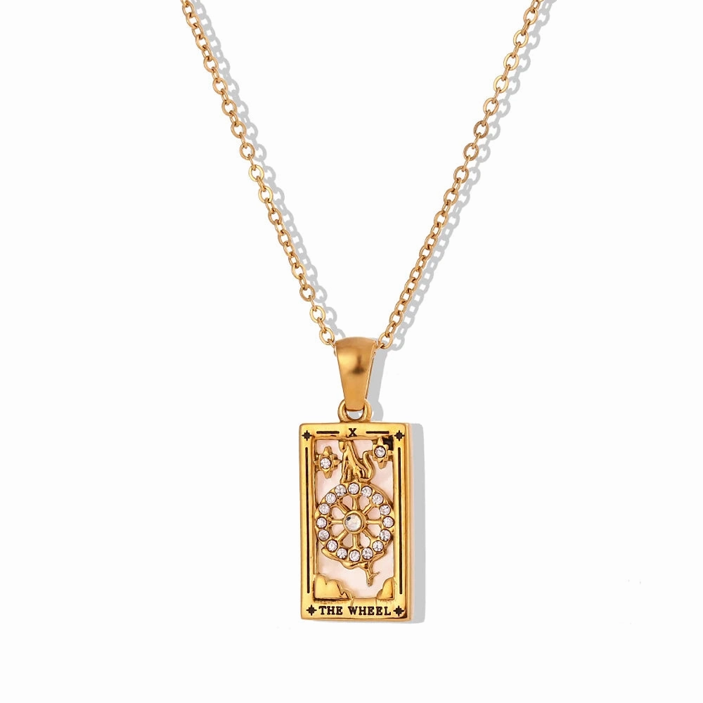Tarnish Free Colorful Tarot Necklace with Star Moon Sun Design
