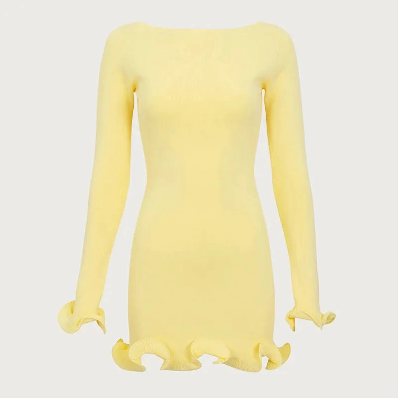 TARUXY Autumn New Knitted Mini Dress For Women Elegant Slim Fit