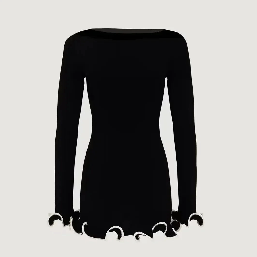 TARUXY Autumn New Knitted Mini Dress For Women Elegant Slim Fit