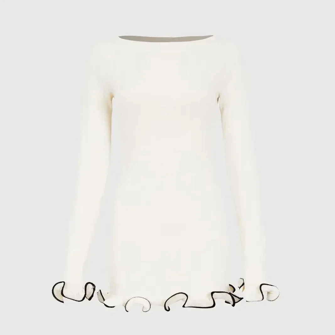 TARUXY Autumn New Knitted Mini Dress For Women Elegant Slim Fit