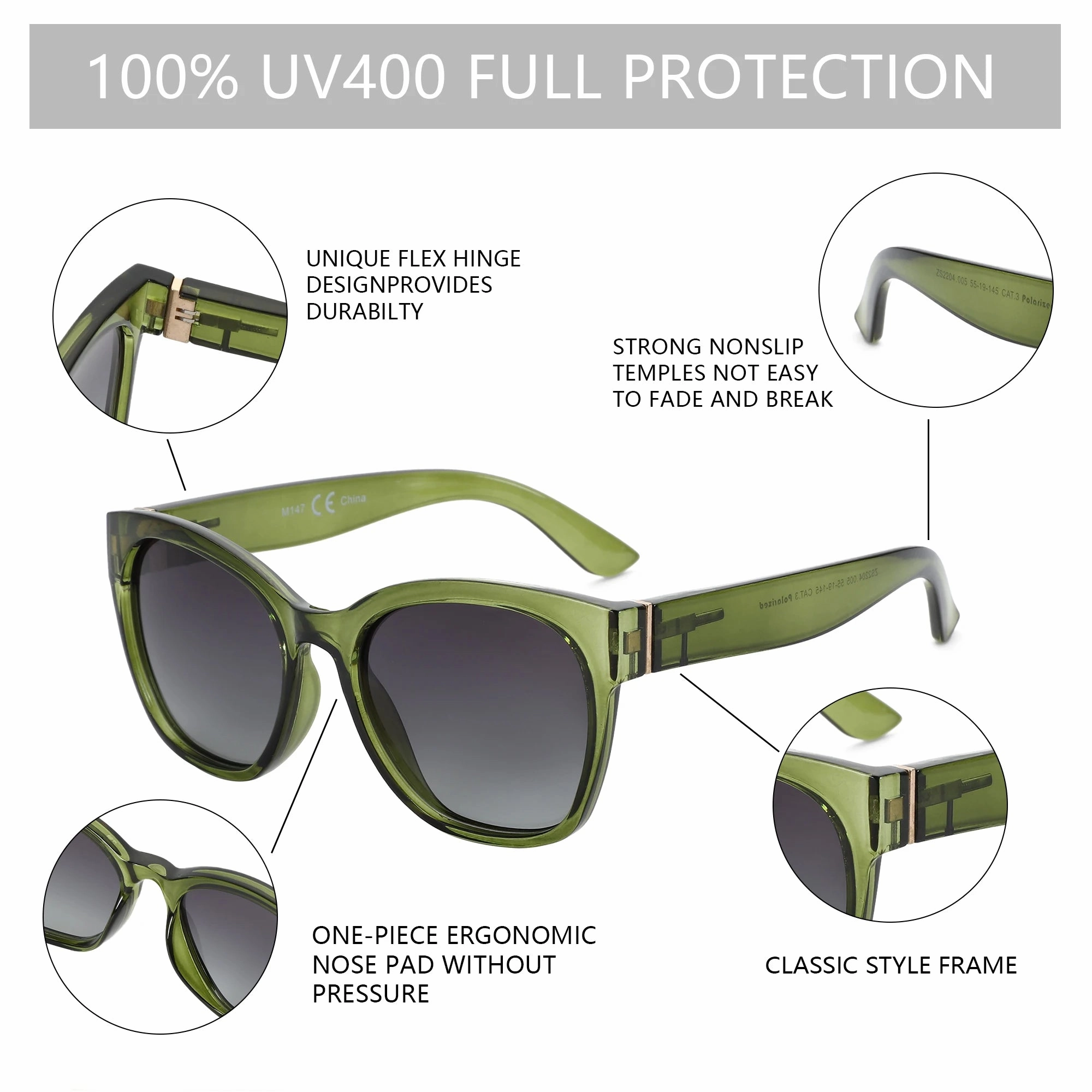 Thick Butterfly Frame Polarized Sunglasses for Women UV400 Protection
