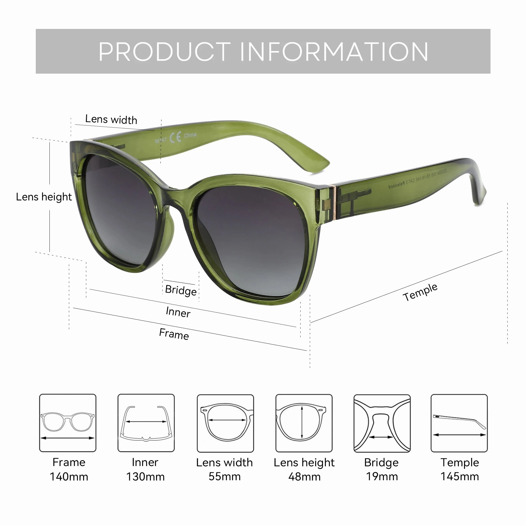 Thick Butterfly Frame Polarized Sunglasses for Women UV400 Protection