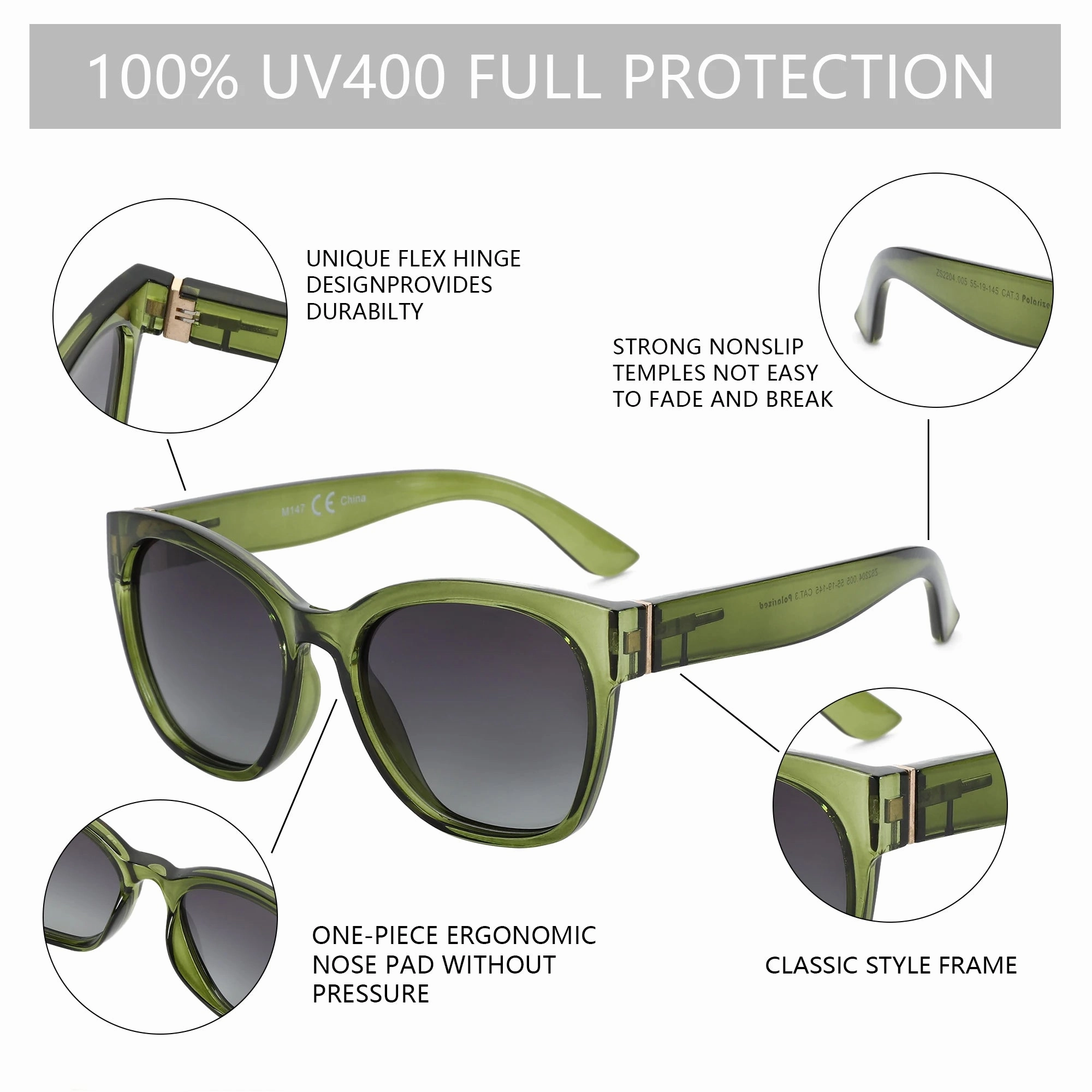 Thick Butterfly Frame Polarized Sunglasses for Women UV400 Protection