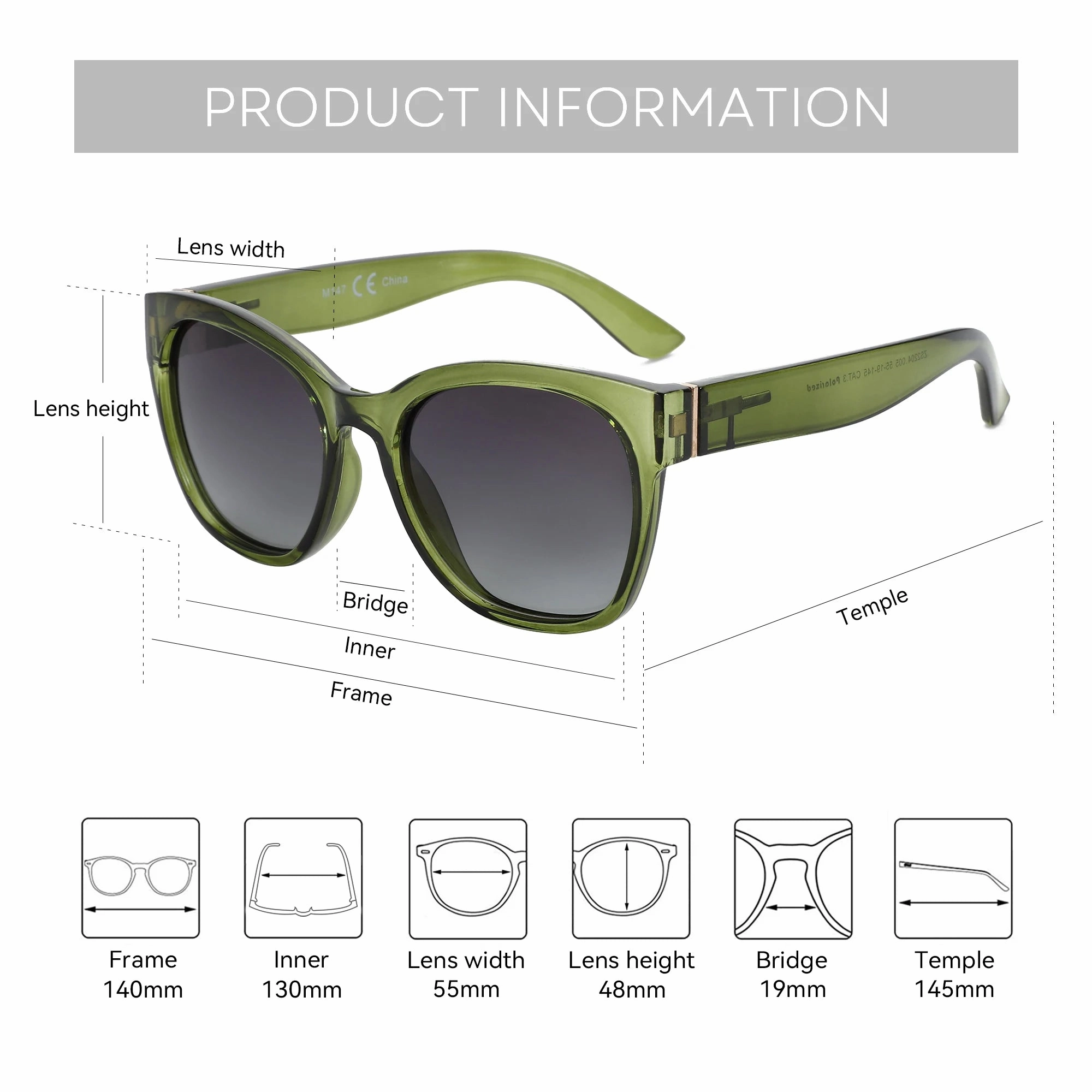 Thick Butterfly Frame Polarized Sunglasses for Women UV400 Protection