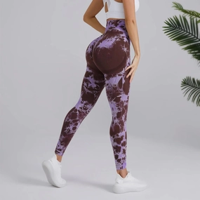 Tie-Dye Seamless Knit Slim Yoga Legging High Waist Gym Pant