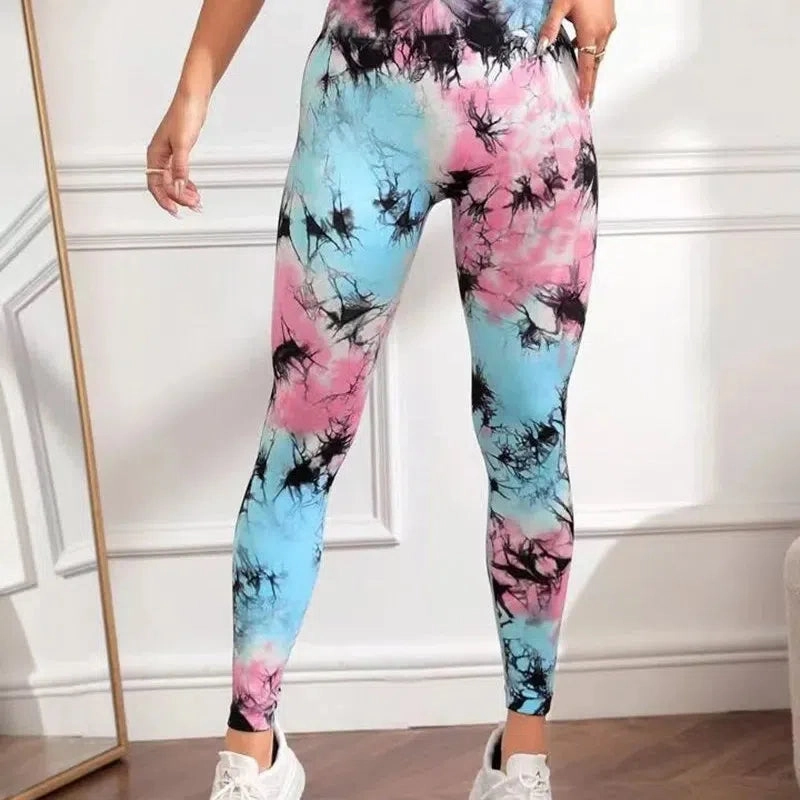 Tie Dye Seamless Leggings Push Up Butt High Waist Tights
