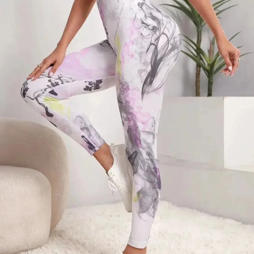Tie Dye Seamless Leggings Women High Waist Tights for Yoga