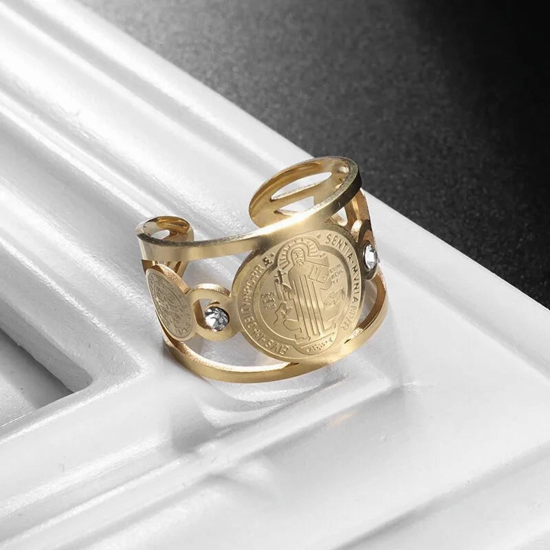 Tool Wrench Open Ring Silver Plated Adjustable Ring Men